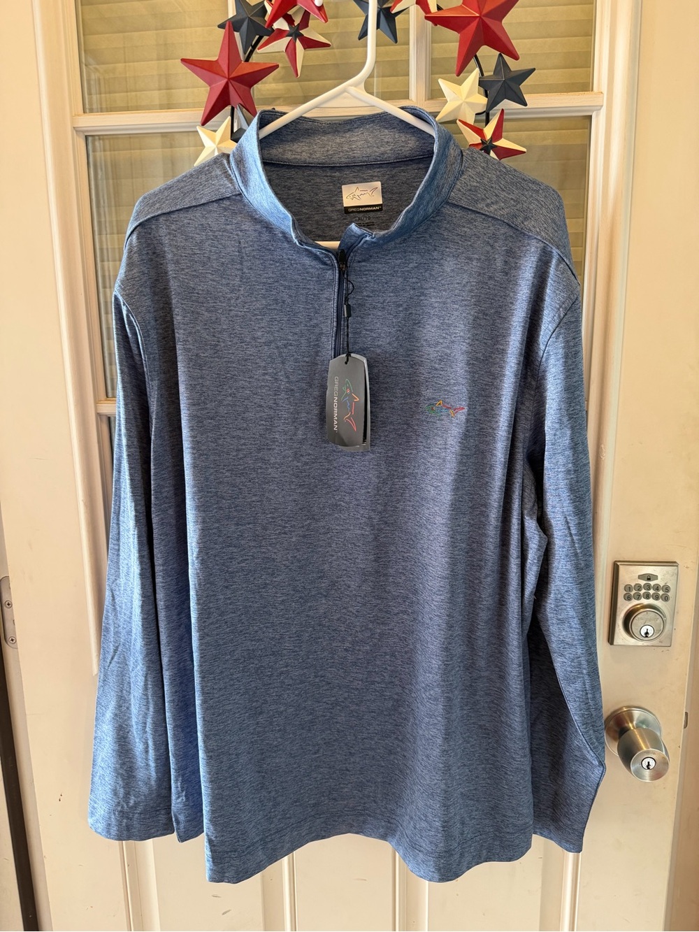 Greg Norman Collection Heather Blue Quarter-Zip Pullover